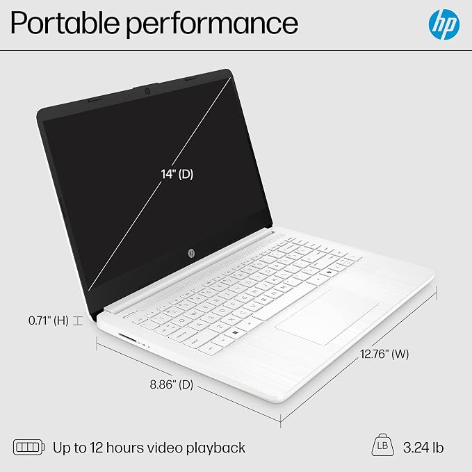 HP Essential 2026 Laptop, Office 365, Copilot AI, 4GB RAM, Intel Processor | Windows 11 Home S, WiFi 6 & Bluetooth, Camera, Fast Charge, Longtime battery life, Portable Design for Office & Student