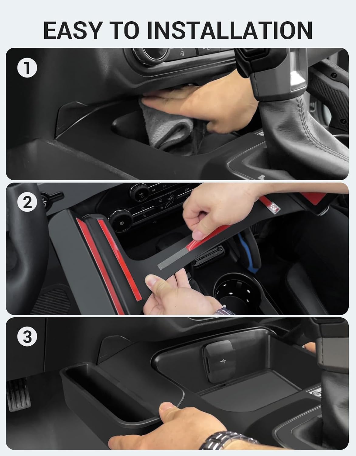 Ecarzo Center Console Shifter Storage Box for Bronco 2026 2025 2024 2023 2022 2021 Accessories, Organizer Gear Shift Storage Tray Additional Interior Gear Side Storage Bronco Accessories 2/4 Door