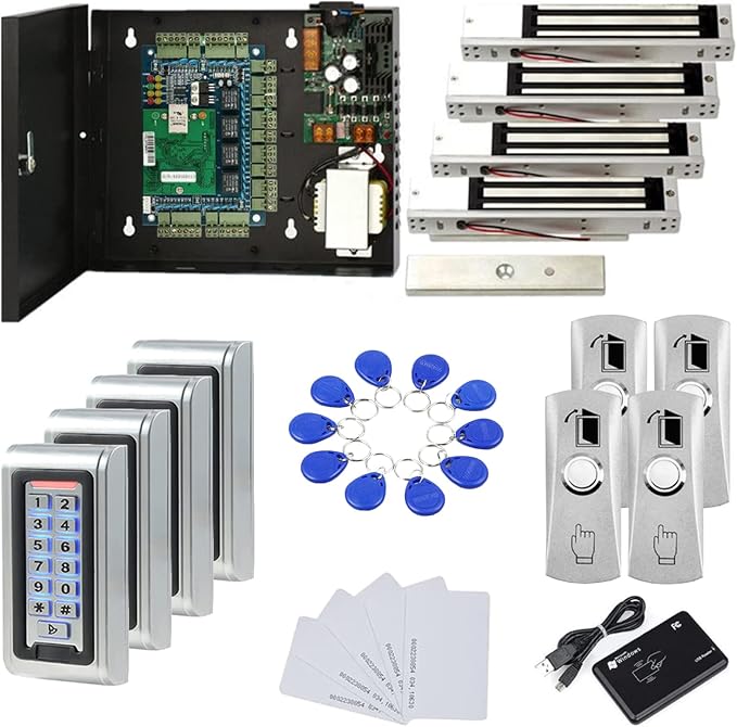 Water Proof Metal Keypad Reader 4 Doors Access Control Kit Outdoor Install