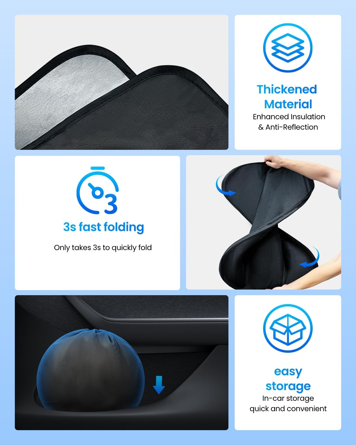 REEVAA 2026 3rd Pro Windshield Sunshade for SUVs/Sedans | M (64 × 32 Inches) | Dual-Layer Heat &amp; Sun Defense, OEM Design | Foldable Sun Shade Car Accessories with Storage Bag