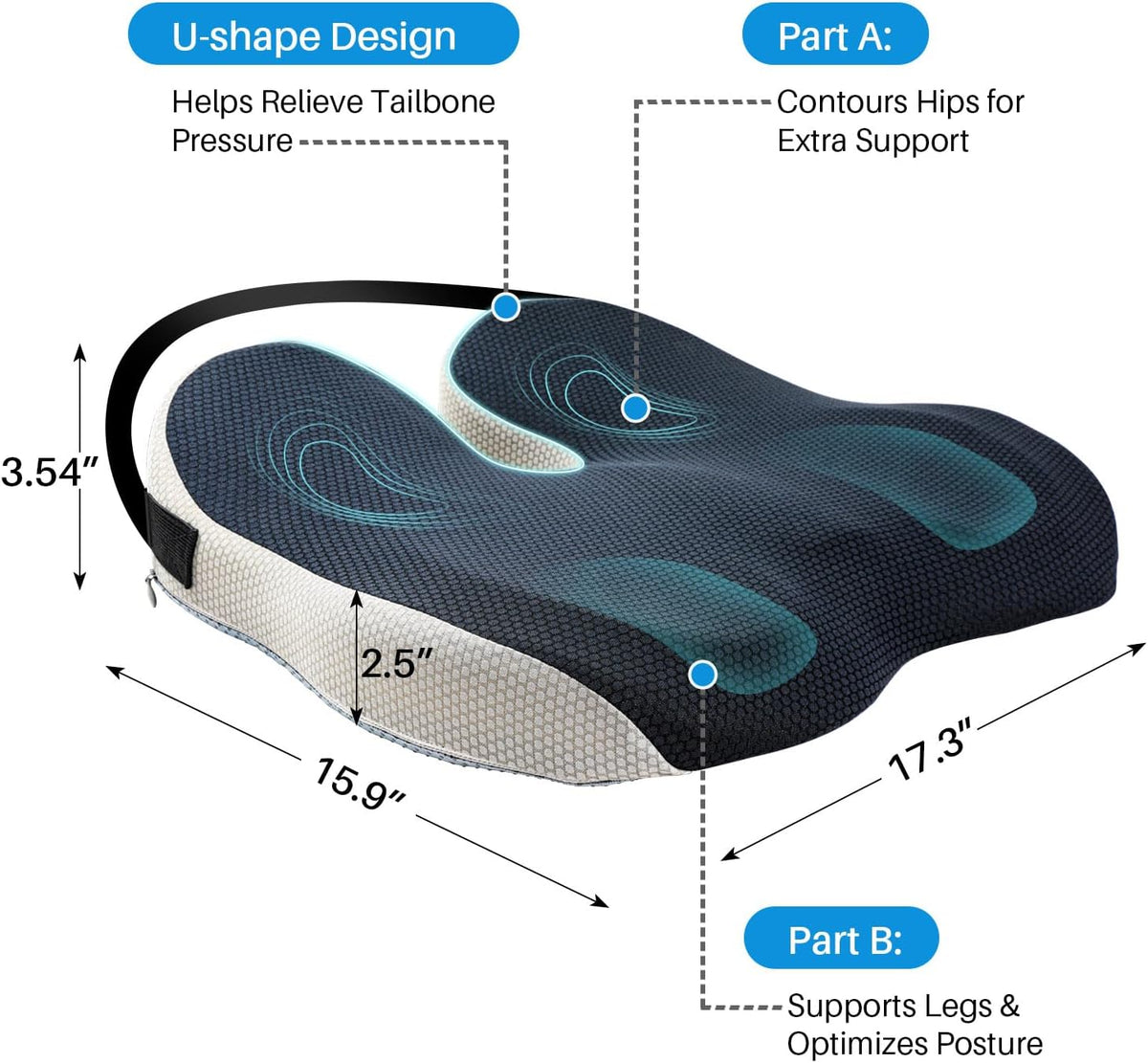 Car Seat Cushion for Driving, Memory Foam Truck Seat Cushion