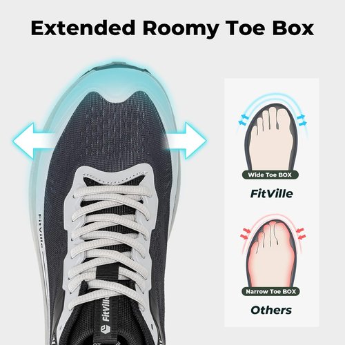 FitVille Wide Walking Shoes - Lightweight Breathable Athletic Sneakers with Arch Support | Anti-Slip Design