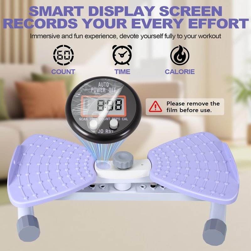 Reinforced Structure Waist Twister Machine Exercise, Ab Twist Board 440 lbs Weight Capacity for Slim Waist and Core, with Smart LED Digital Display Track Time, Reps, Calories for Women (Lavender)