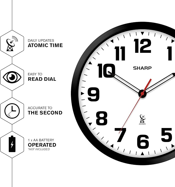 Sharp Atomic Analog Wall Clock