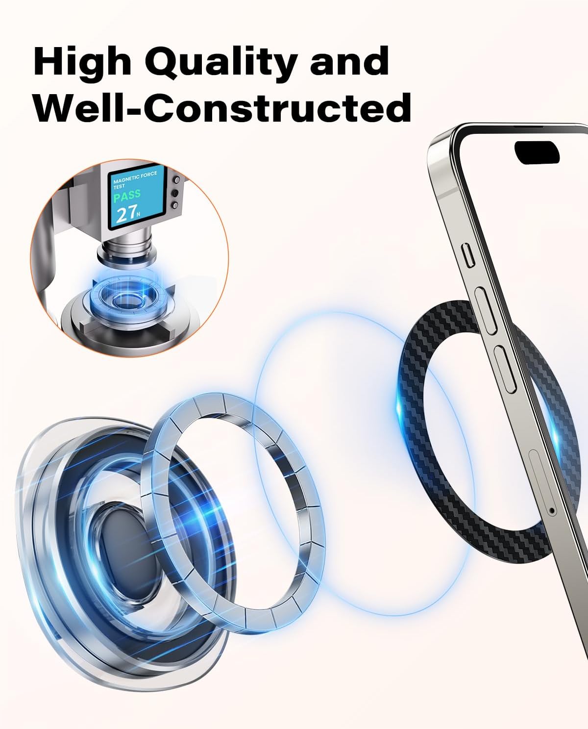 OQTIQ Phone Cup Holder for Car Mount for MagSafe, Quick Extension Long Arm