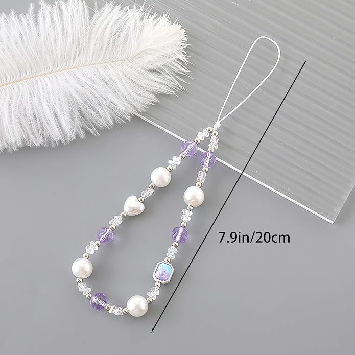 Beaded Phone Charm Lanyard Strap Girly Style Fixed Beads Pearl Lanyards