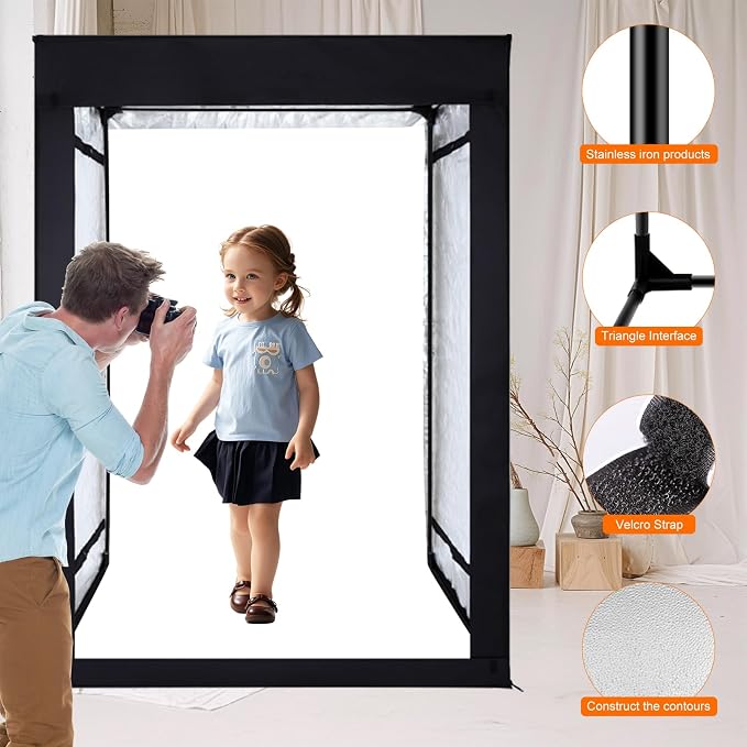 48"x56"x40" Large Photo Studio Light Box Photography, 6 Light LED Panels