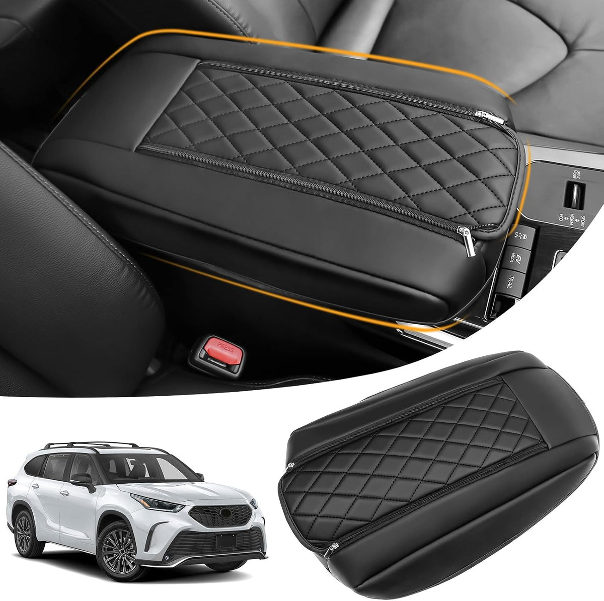 Car Center Console Cover Compatible with Toyota Highlander 2020-2025 2026 Accessories,Car Armrest Box Pad,Console Armrest Box Lid Protector Accessories