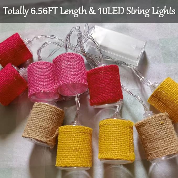 Fielegen 10 LED Retro String Lights 2 Meter Battery Powered Vintage Theme Decorative Fairy Lights for Indoor Outdoor Home Bedroom Patio Porch Balcony Decoration Festival Atmosphere Lights (Multicolor)