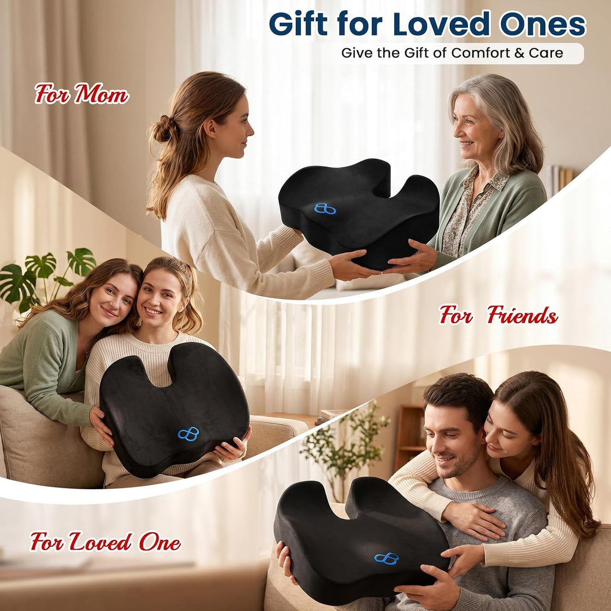 BlissTrends Memory Foam Seat Cushion for Office Chair & Car Seat, Black
