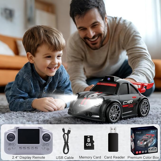 Mini RC Car with Camera, 2.4" Screen FPV Remote Control Car with 8G Card