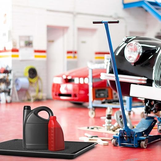 Uiifan 1 Set 47 x 29.3 x 1.6 Inch Oil Drip Pan for Under Car with Thickened Square No Splatter Pad Extra Large Oil Drain Tray for Automotive Transmission Garage Machinery Supplies to Keep Floor Clean