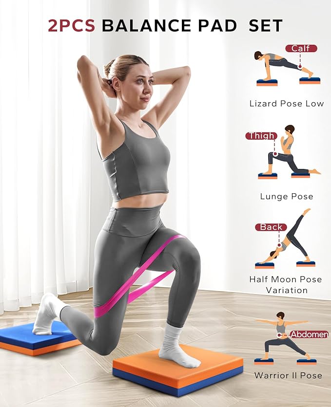 HAPBEAR Exercise Balance Pad - 15"x12" Non-Slip Textured Bottom Stability Training Mat - 2.25" Thick Soft Cushioned Foam for Physical Therapy, Core Training & Home Workouts