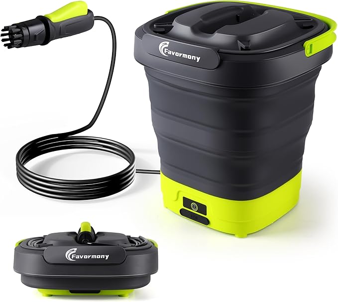 Portable Pressure-Washer Max 290PSI, Foldable Water Pressure Washer w/3.2Gal Tank and 10FT Hose Type-C Charging, for Bike, Pet Cleaning, Garden Care, Lime Green