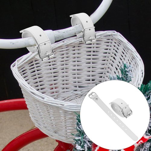 HANABASS Adjustable Leather Bike Basket Straps with Metal Buckle 8.66 Inch Front Basket Belt for Bicycle and Scooter Accessories 1 Pair