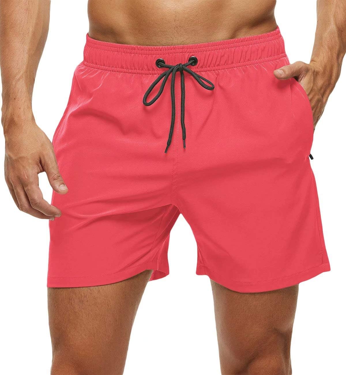 Tyhengta Men's Swim Trunks - Quick Dry Beach Shorts with Zipper Pockets & Mesh Lining