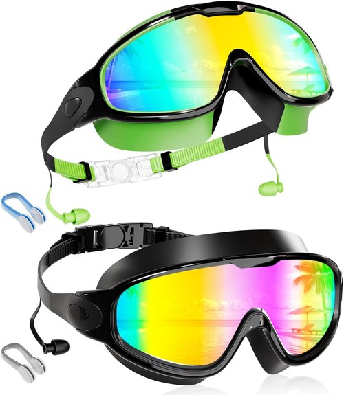 Aegend Kids Swim Goggles - Wide View, Anti-Fog & UV Protection | No Leak Design with Ear Plugs (Ages 3-14)