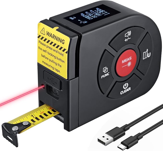 BINTA 2-in-1 Laser Tape Measure, 164Ft/50M Laser Measurement Tool & 16.5Ft/5M