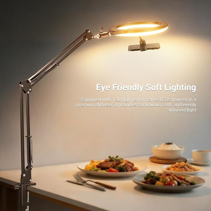 NEEWER Entry Level Version 10.5" Overhead Desktop LED Ring Light, Clamp Stand