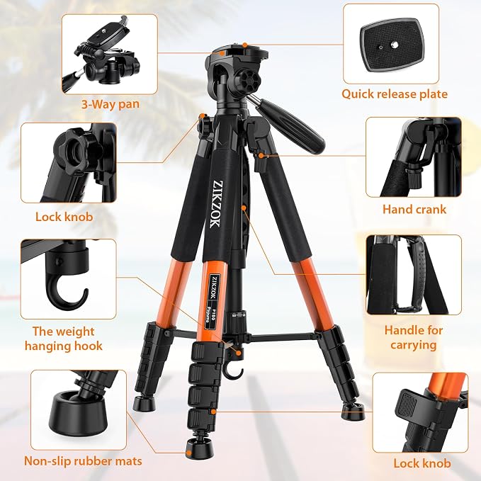 75inch Camera Tripod for ipad iPhone, Heavy Duty Aluminum Tripod