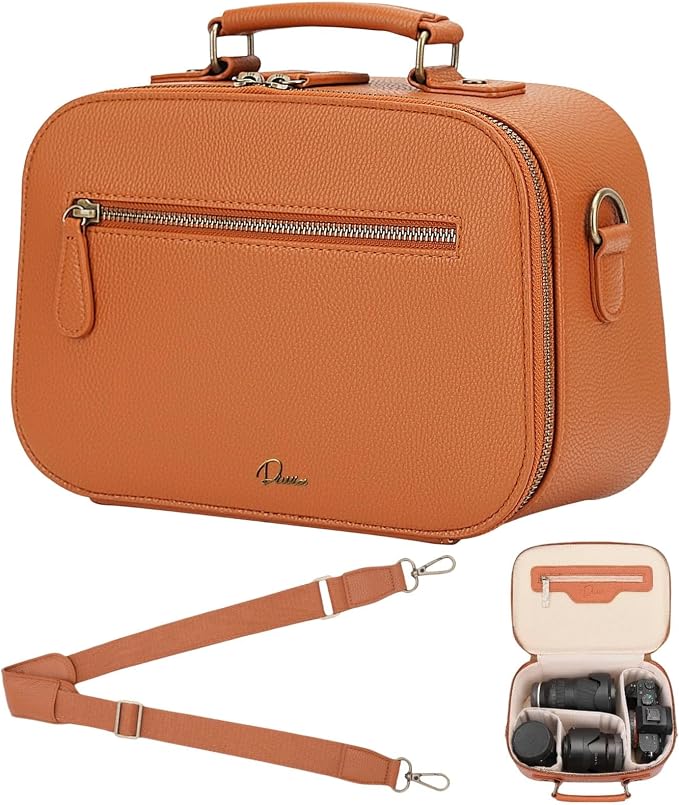 Camera Sling Bag, Waterproof PU Leather Crossbody Camere Bag