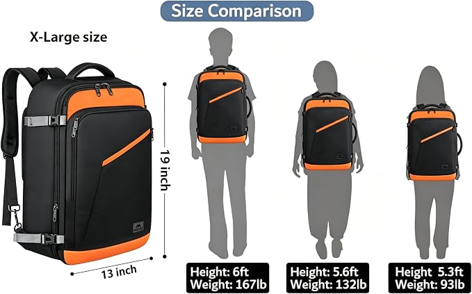 MATEIN Carry on Backpack for Airplanes, Expandable Travel Backpack Airline