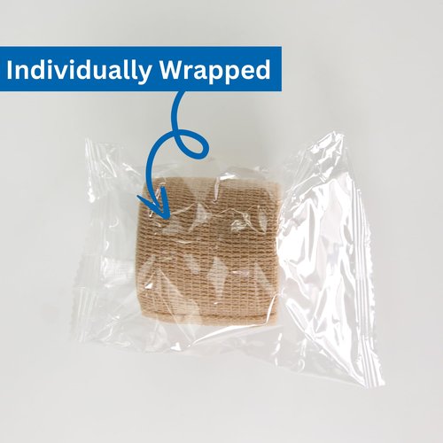 Frontline 24 Pack Self Adhesive Bandage Wrap 2" x 5 Yards Athletic Tape Vet Wrap Tattoo Supplies Wrap Medical Supplies Elastic Cohesive Bandage Wrist Ankle Sports Tape (Beige)