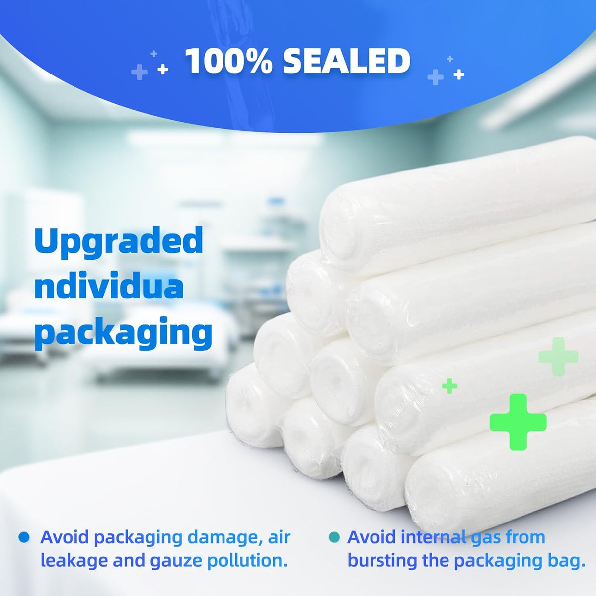 Premium Stretch Bandage Wrap by [Brand Name] - 32 Pack Gauze Rolls, 4" x 4.1 Yards, Latex-Free First Aid Supplies