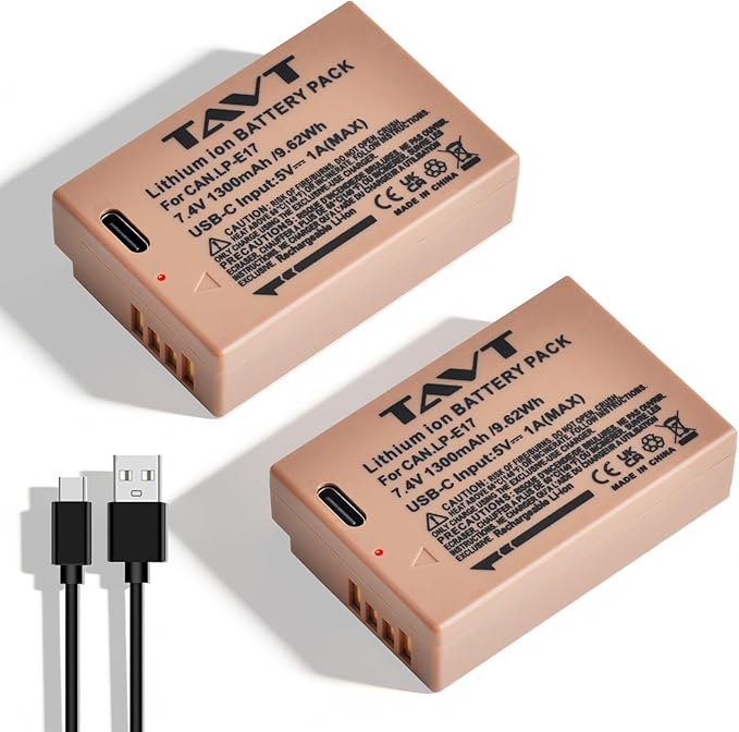 2-Pack LP-E17 Battery, USB-C R50 Battery Compatible