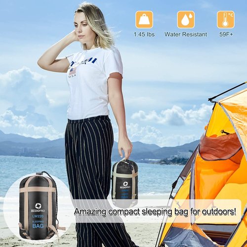 ECOOPRO Warm Weather Sleeping Bag - Portable & Waterproof Comfort | Compact Design for Camping & Hiking - 83" L x 30" W