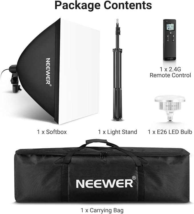 NEEWER 24"x24" 450W Equivalent Softbox Lighting Kit