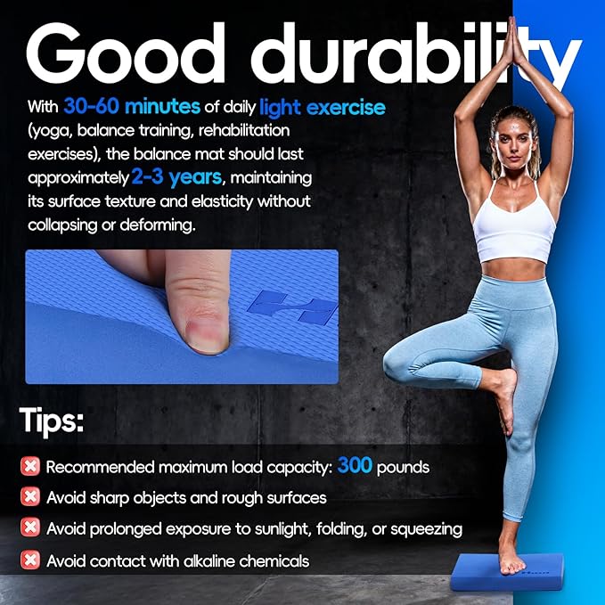 Professional Balance Pad, Nonslip Foam Exercise Balance Pad Cushion for Physical Therapy, Foam Balance Mat for Exercise, Yoga, Fitness, Stability Training and Stretching