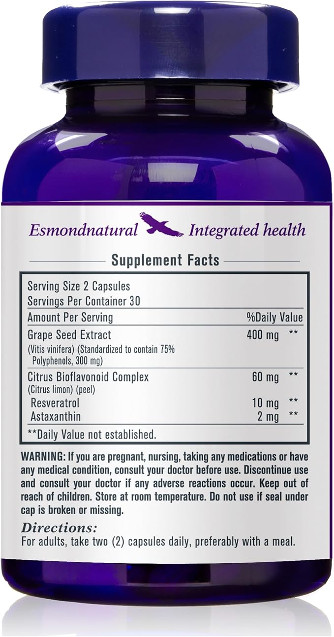 Grapeseed Extract (Helps Maintain Antioxidant Health), GMP, Natural Product Assn Certified, Made in USA - 400mg, 60 Capsules