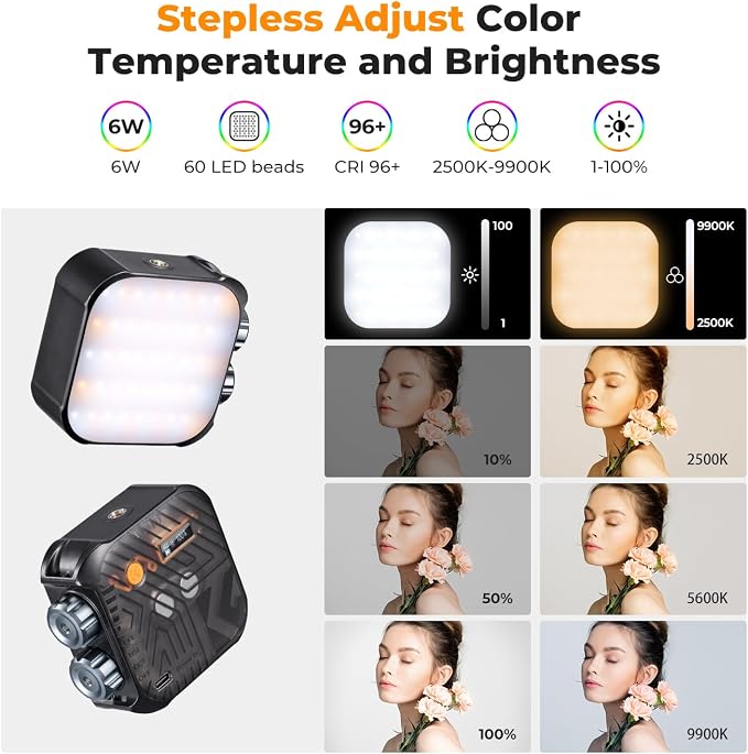 K&F CONCEPT RGB Video Light, 360° Full Color Portable Photography Light
