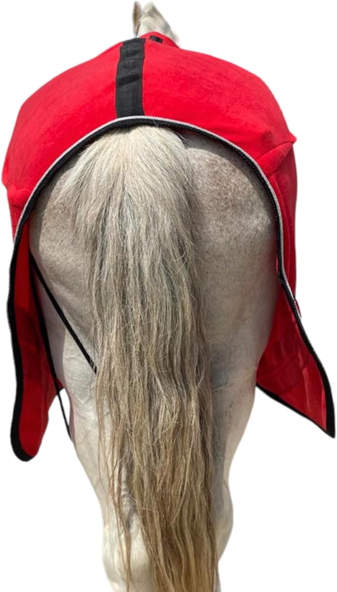 Majestic Ally Anti Pill Fleece Horse Blanket/Sheet with Silver Braided Rope (Red, 74)