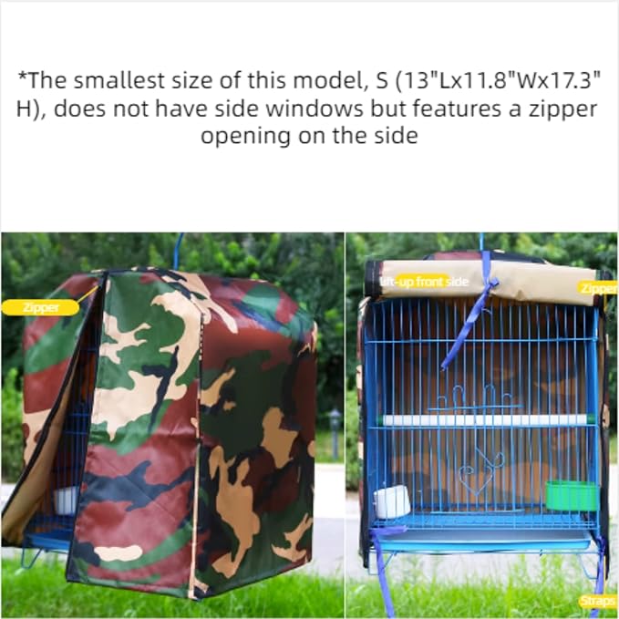 MANON ROSA Bird Cage Cover - Lightproof Birdcage Covers Nighttime- Ideal for Parrots Cockatiels Parakeets Cockatoos Lovebirds Finches Budgerigars Conure (M(15.7" Lx11.8 Wx11.8 H),Camouflage)