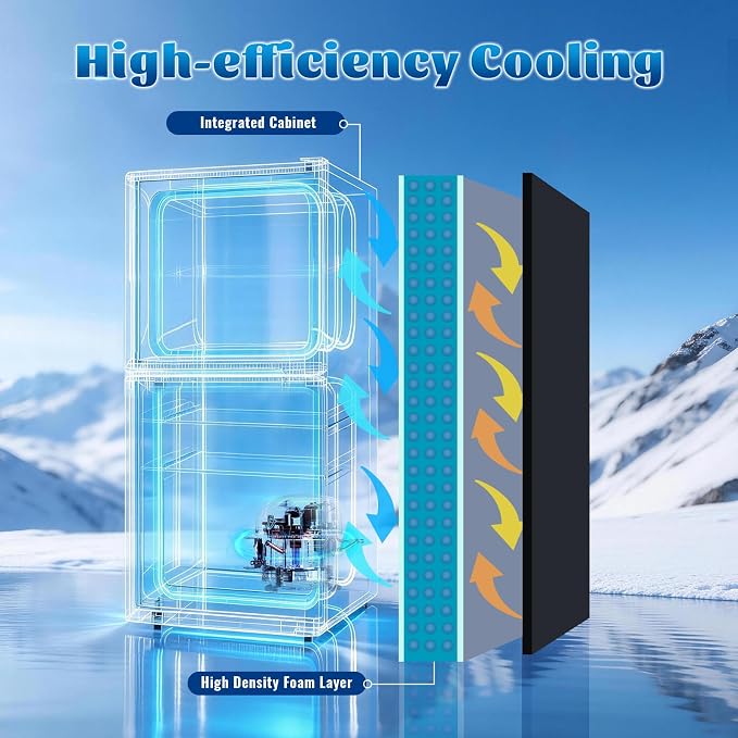 Mini Fridge with Freezer Large Capacity 110L Small Refrigerator with 7 Adjustable Temperature 2 Door Small Fridge for Office, Dorm, Bedroom Silver