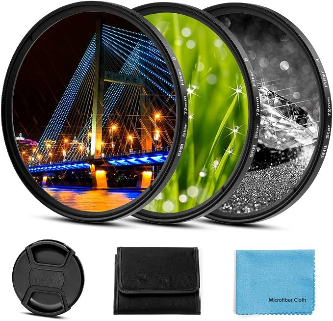 Sedremm Compatible with 52mm Star Filter 3 Pieces Starburst Lens Filter Canon