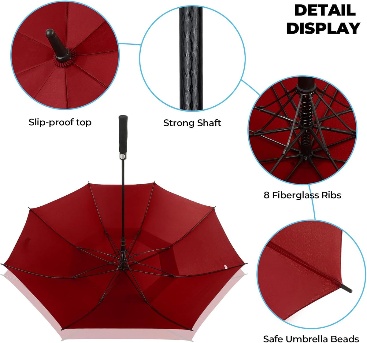 ZDSSM Automatic Open Golf Umbrella - Extra Large 54/62/68/72 Inch Windproof & Waterproof Double Canopy