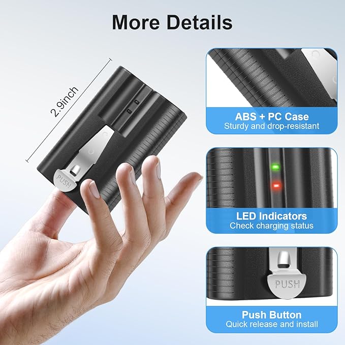 Replacement Ring Battery 2 Pack, 6040mAh Model v4 Rechargeable Battery