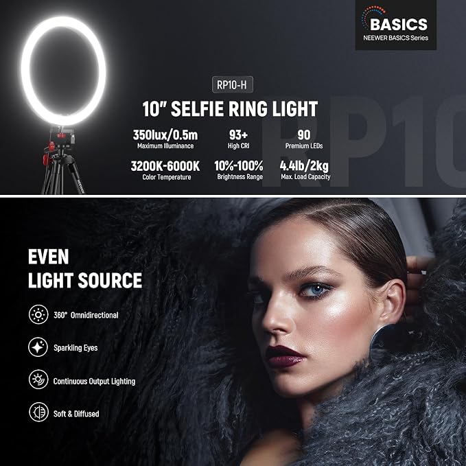 NEEWER Basics 10" Selfie Ring Light