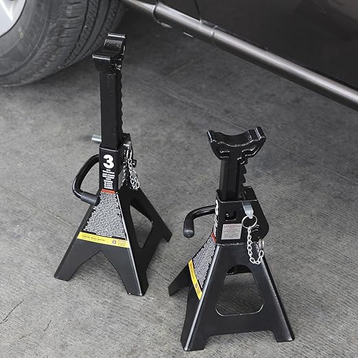 Big RED Jack Stands 3 Ton with Double Locking, 11.2-16.7 inch Adjustable Height for Lifting UTV/ATV, Cars, 6000 lb Capacity, 1 Pair