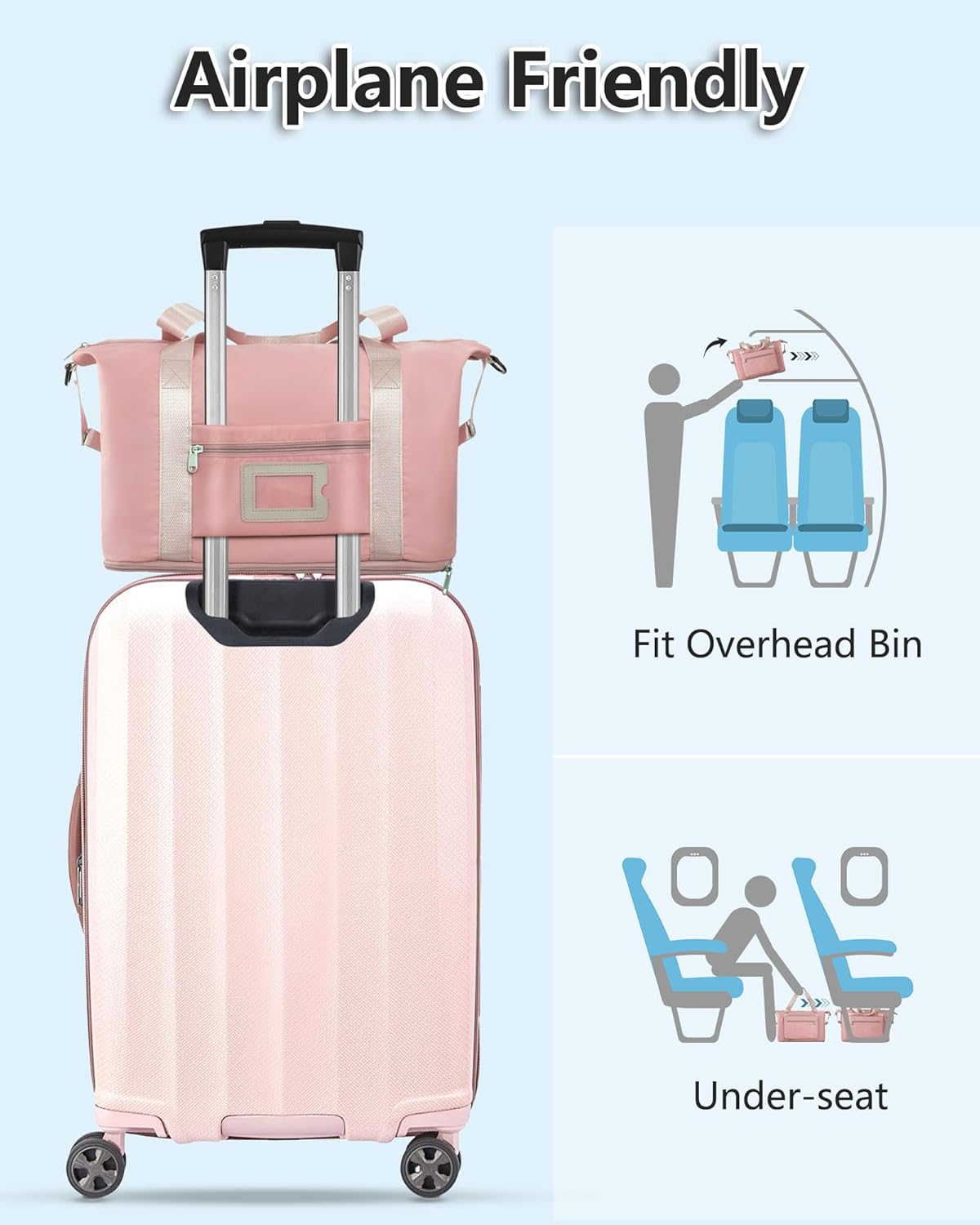 Skiennix Initial Duffle Bag - Trendy Travel & Gym Bag with Shoe Compartment | Pink J