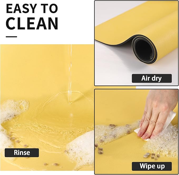 Dog Food Mat - Absorbent Cat Mat for Food and Water, No Stains Pet Feeding Bowl Mat, Easy to Clean Pet Placemats, Quick Dry Dog Water Dispenser Mat for Messy Drinkers | Paw Yellow 18"x 28"