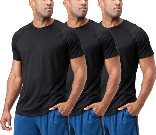 DEVOPS Men's Quick Dry Athletic T-Shirts - 3-Pack Sun Protection for Running & Workouts