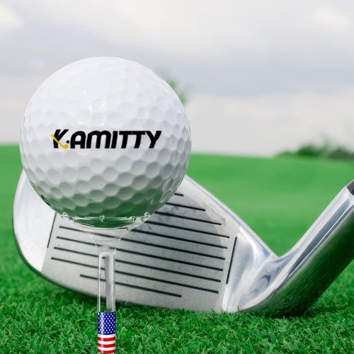 Kamitty Golf Tees Plastic, Unbreakable Golf Tee 3 1/4" Pack of 50/80 with Big Cup & 8 Prongs, Reduces Friction & Side Spin, Multiple Colors Long Golf Tees Bulk, American USA Flag (USA Flag 50 Pack)