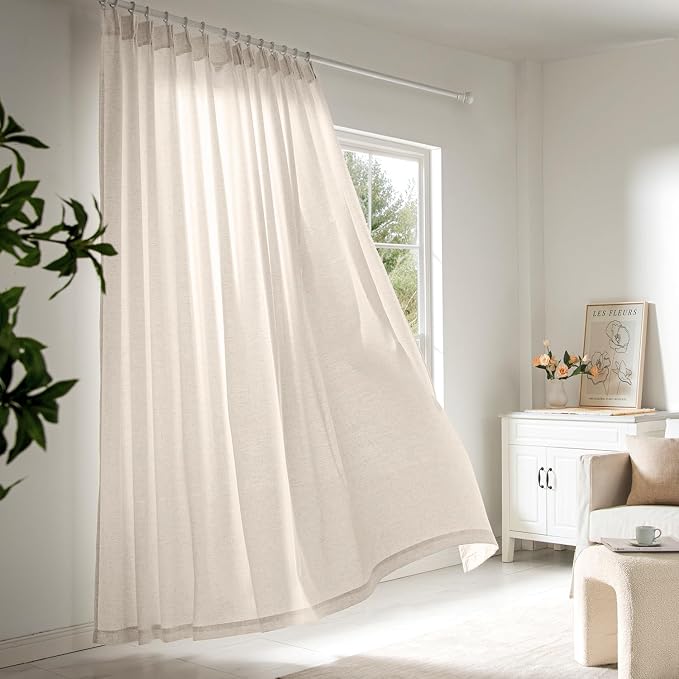 Memory Trained Pinch Pleated Curtains 108 Inches Long, Viral Linen Pinch Pleat