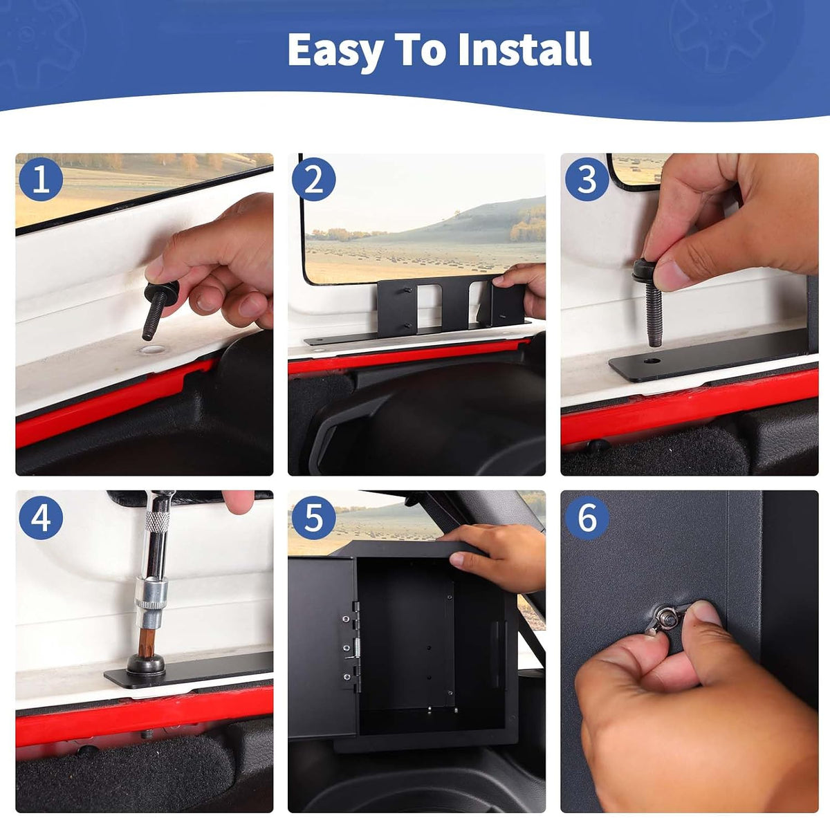 for Jeep JLU Right Side Trunk Safe Box with Security Lock for Jeep Wrangler JLU 2018 up 4DR with Trunk Speaker Black Metal Storage Accessories