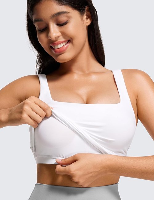CRZ YOGA Butterluxe Crop Tank Top for Women - Padded Longline Sports Bra | Comfortable Yoga Camisole