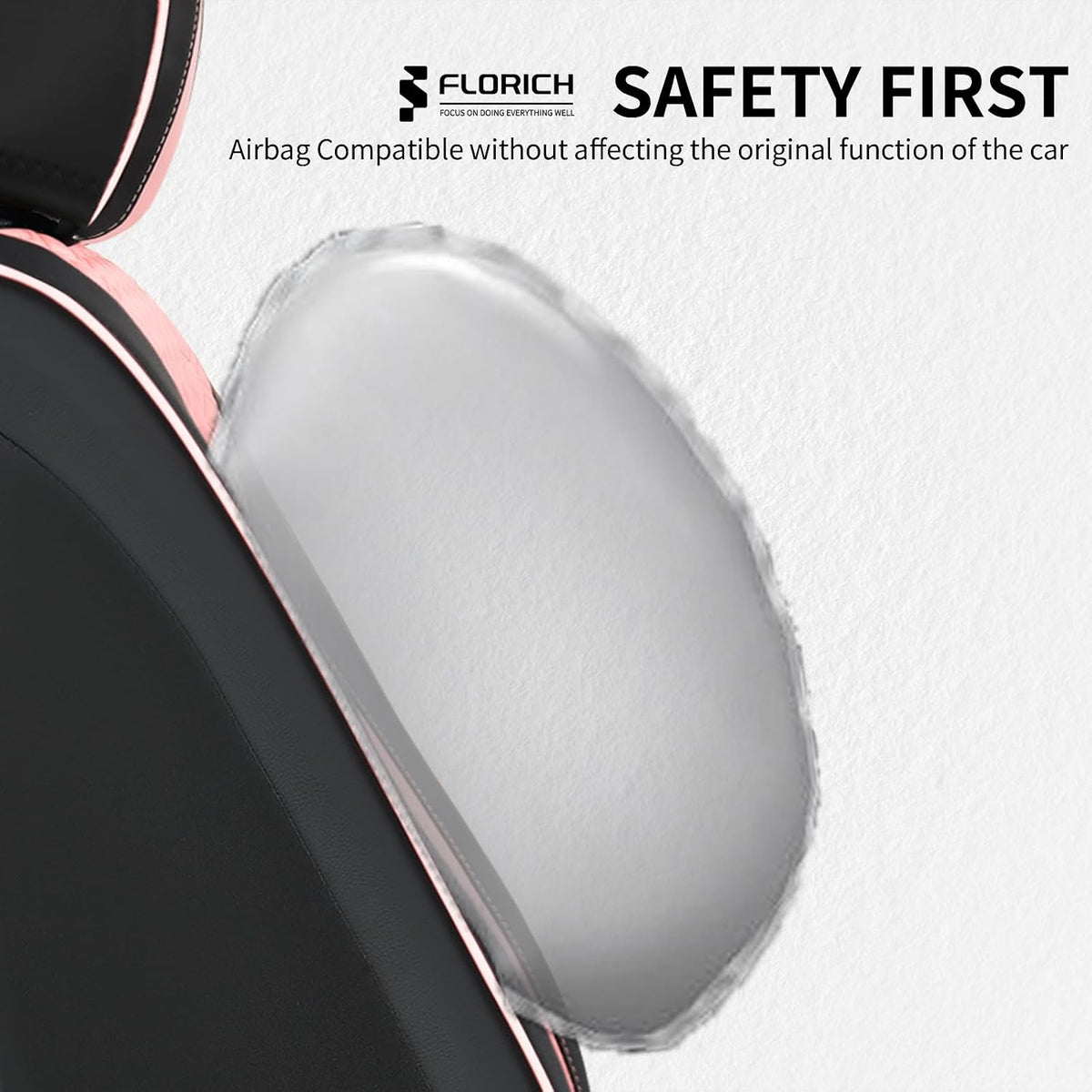 FLORICH Automotive Seat Covers Leather Pink Seat Covers for Cars Front Seats Waterproof Breathable Car Seat Cushion Comfort Interior Covers Universal Fit for Most Car Truck SUV Driving, Black&Pink